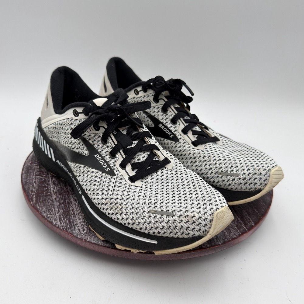 Brooks Running Shoes Mens Size 9 Adrenaline GTS 22 White Black Grey 1103661D135